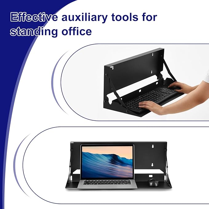 2 Pcs 24 Inch Keyboard Wall Mount Foldable Fits Standard Computer Keyboard - Image 6