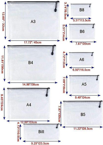 Oaimyy-A5, Plastic Mesh Zipper Pouch Document Folders Bag & Zip File Folders - Image 3
