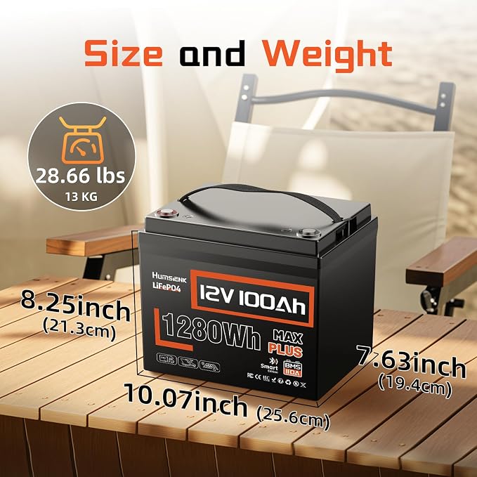 4 PCS 12V 100Ah LiFePO4 Lithium Battery MAX PLUS, Built-in 110A BMS & Bluetooth - Image 4