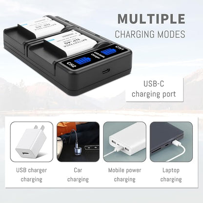 3-Pack NP-40 Battery, USB Dual-Channel Charger Compatible - Image 4