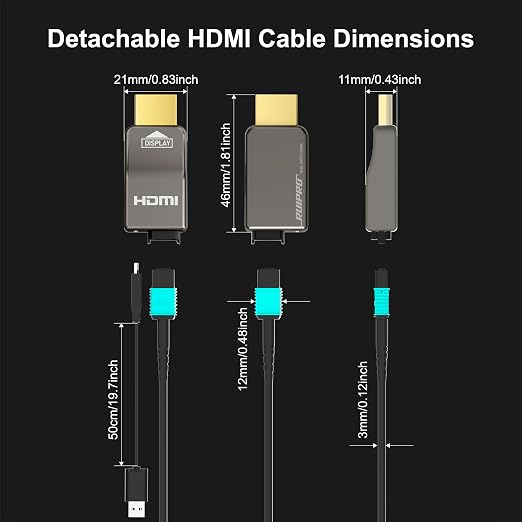 RUIPRO 8K Detachable Full Fiber Optic Armored HDMI 2.1 Cable 100FT, Ultra High - Image 3