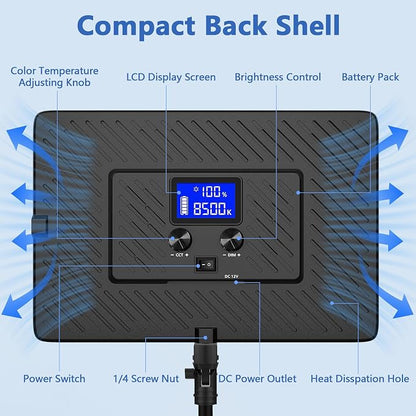 Led Video Light Panel Lighting Kit, QEUOOIY 2-Pack Bi-Color Photography Lighting - Image 3