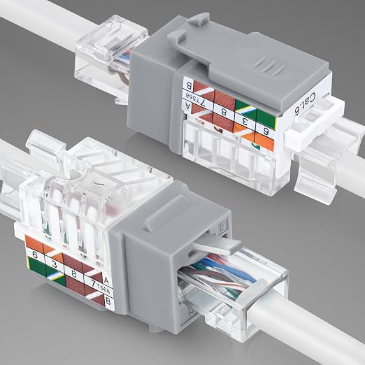 Everest 45° Angled RJ45 Cat6 Keystone Jacks 50-Pack in Gray - Image 8