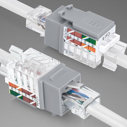 Everest 45° Angled RJ45 Cat6 Keystone Jacks 50-Pack in Gray - Image 8