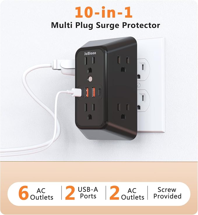 USB Wall Charger Power Strip Surge Protector - Image 2