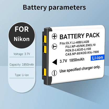 2-Pack EN-EL10 KLIC-7006 Replacement Battery and Slim USB Rapid Charger - Image 2