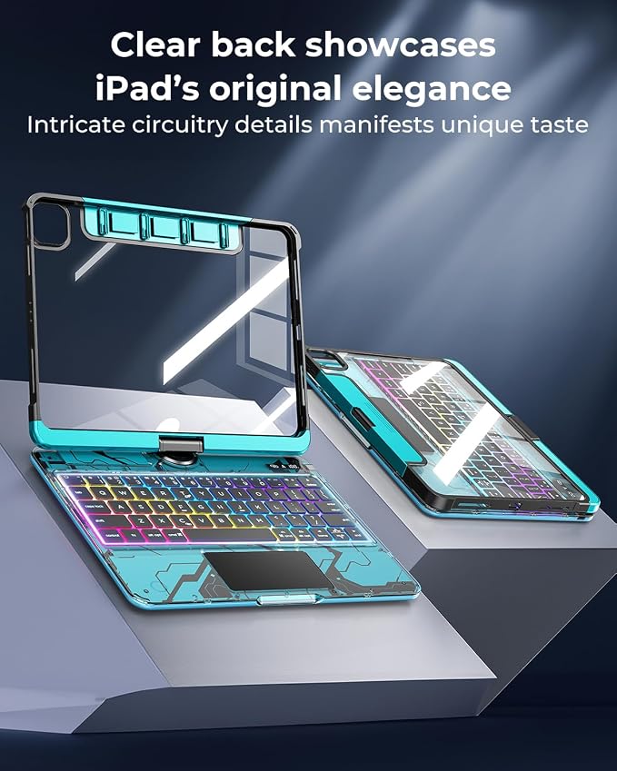 SIBEITU Keyboard Case for iPad Pro 13 Inch, 360 Rotatable iPad Pro 13 Clear - Image 7