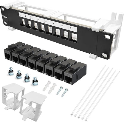8 Port Patch Panel Cat6 Keystone Coupler Unshielded Wall Mount 10inch by Enmane