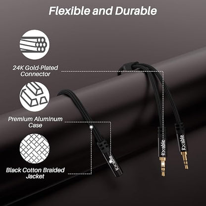 1/8 Inch TRS Stereo Y Splitter Cable 6FT, 3.5mm Female to 2-Male Y-Splitter - Image 7