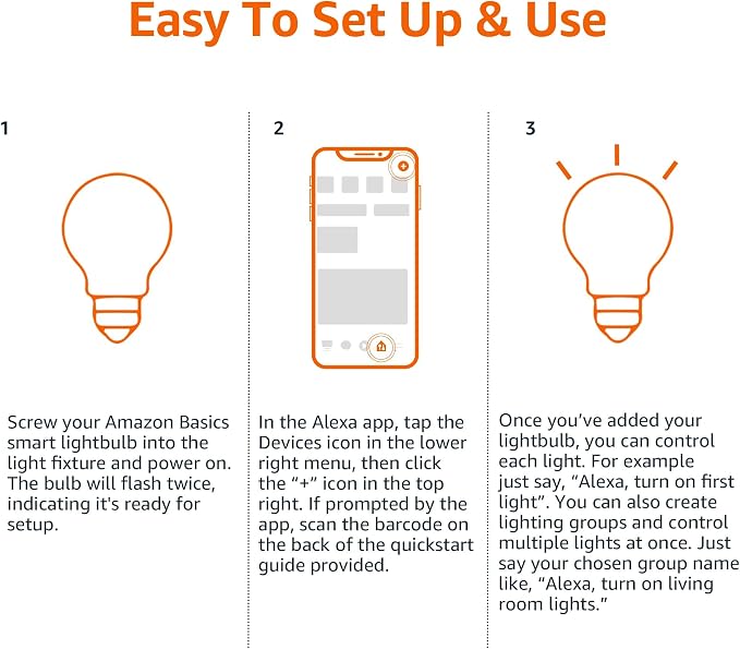 Amazon Basics Smart A19 LED Light Bulb, Color Changing, Compatible - Image 5