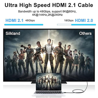 8K 4K HDMI Cable 3.3FT, High Speed Braided HDMI to HDMI 2.1 Cord Supports - Image 5