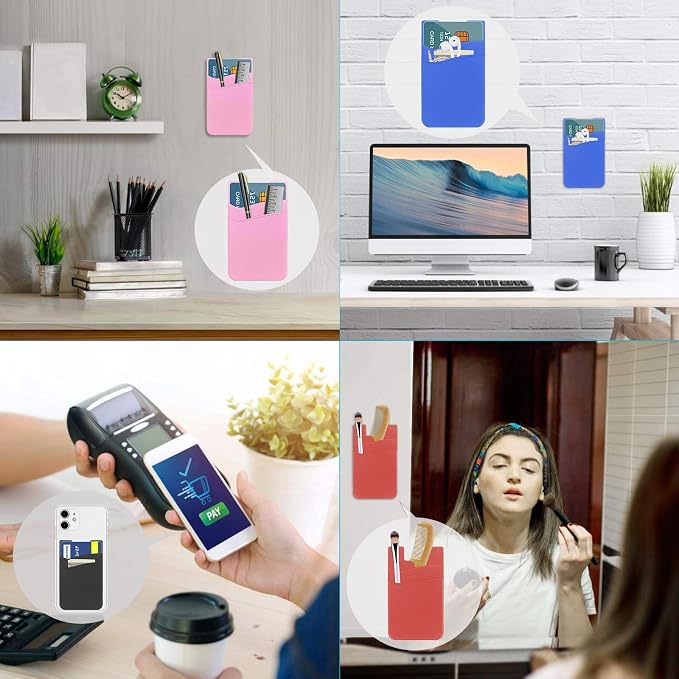 SS Phone Wallet, Card Holder for Phone Case Stick on Silicone Double Phone - Image 6