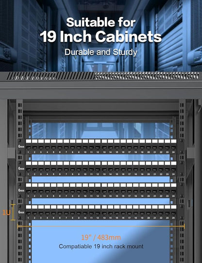 24 Port Patch Panel Cat6 Keystone Patch Panel 1U UTP - Image 6