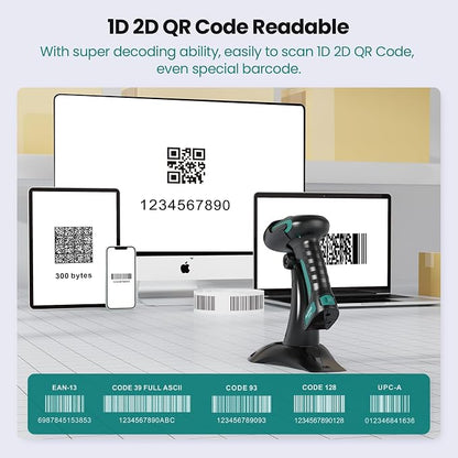 Wireless Barcode Scanner with Stand, Industrial 2D 1D QR Bluetooth Barcode - Image 4