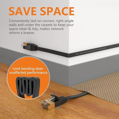 Cat7 Ethernet Cable 100FT-Black-10Gbps High Speed Outdoor&Indoor Double Shielded - Image 4
