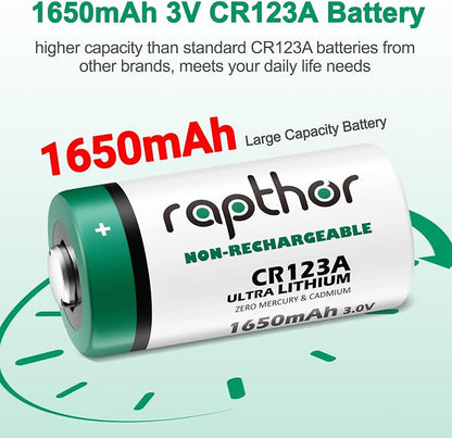 rapthor CR123A Lithium Batteries 3V 12 Pack 1650mAh High Capacity CR123 CR17345 - Image 3