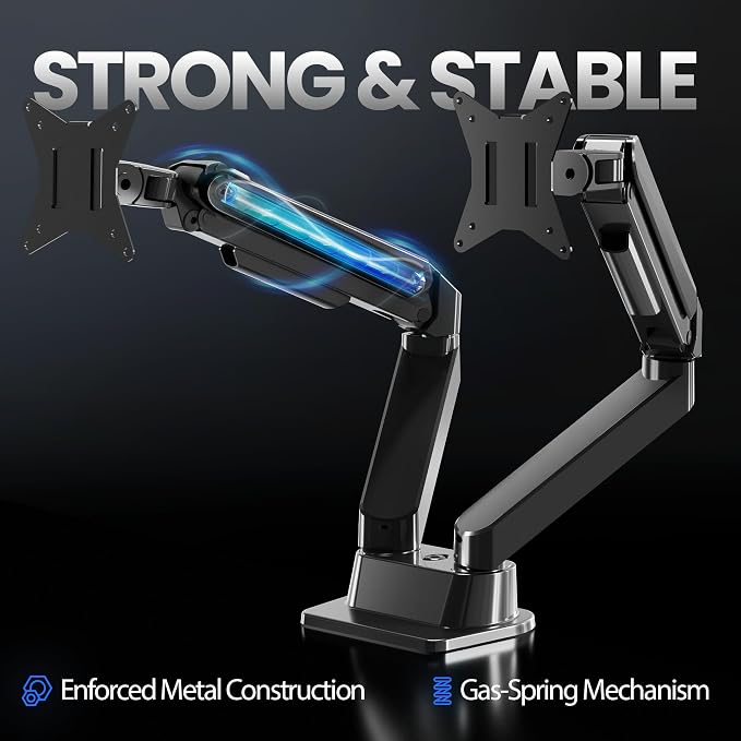 EVEO Premium Dual Monitor Mount 14"-32” Dual Monitor Arm VESA Bracket - Image 7