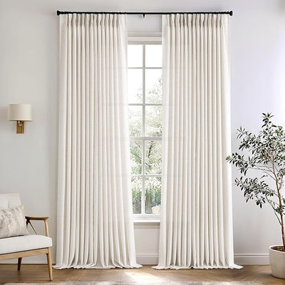 Memory Trained Pinch Pleated Curtains 132 Inches Long, Viral Linen Pinch Pleat by ANRODUO