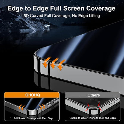 QHOHQ for iPhone 16 Pro Max Privacy Screen Protector + Camera Lens Protector - Image 3