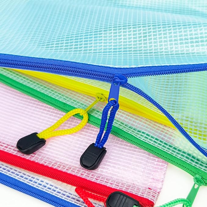 AUSTARK 10 Pcs Zipper File Bags, Waterproof Plastic Mesh Pouch - Image 4