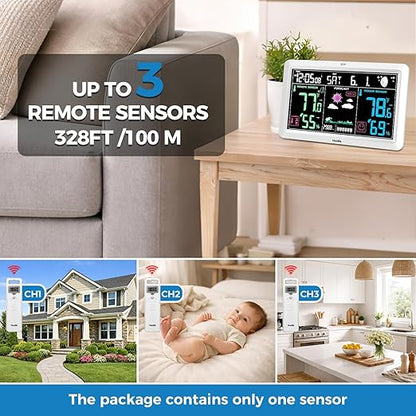 Weather Station with Atomic Clock Indoor Outdoor Thermometer Wireless, Humidity - Image 3