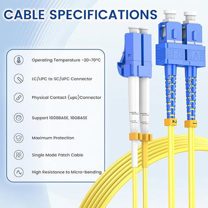 SpeedyCables- 1M/3ft OS2 LC to SC Single Mode Fiber Patch Cable, 1G/10G Duplex - Image 5
