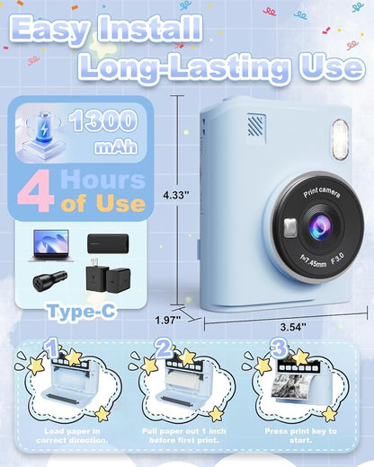Instant Print Camera for Kids, 1080P Instant Digital Print Cameras for Toddler - Image 4