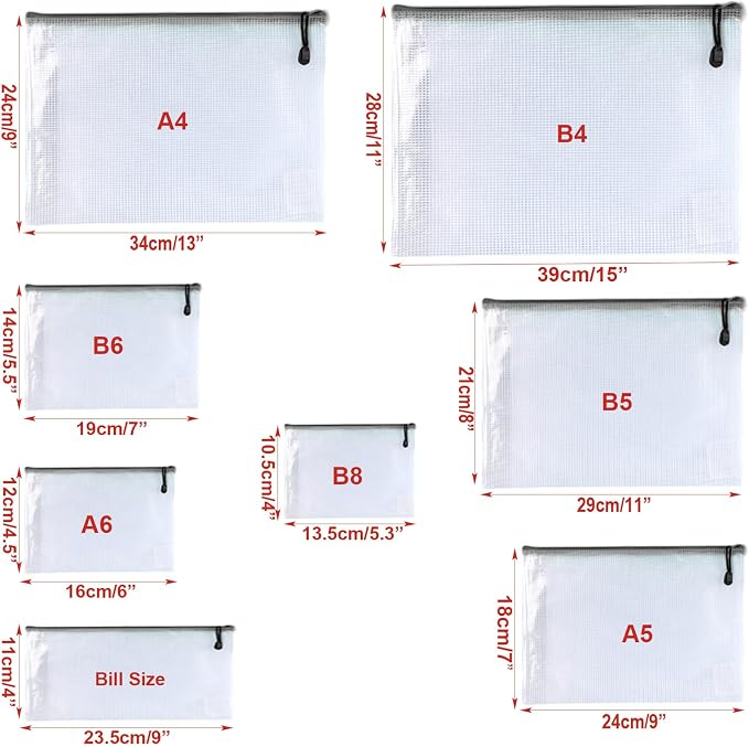 Oaimyy-B6, Plastic Mesh Zipper Pouch Document Folders Bag Zip File Folders - Image 2