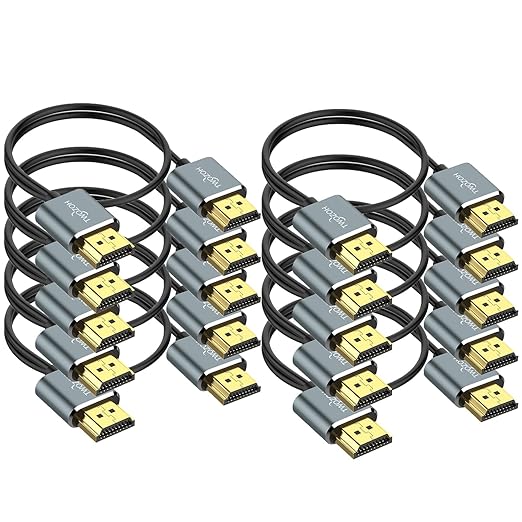 Twozoh Slim 4K HDMI Cable 3.3FT 10 Pack, Ultra Thin & Flexible Skinny HDMI to by Twozoh