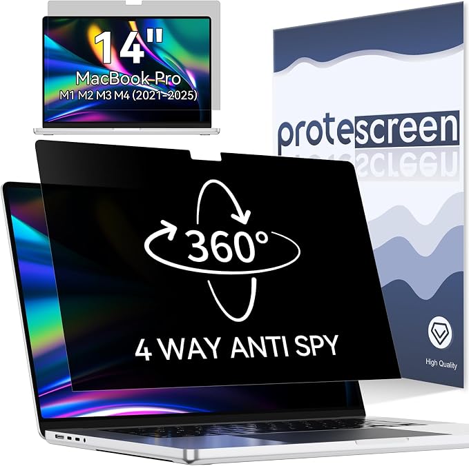 360° Privacy Screen for MacBook Pro 14 Inch, 4 Way Privacy Anti Glare Blue by Protescreen