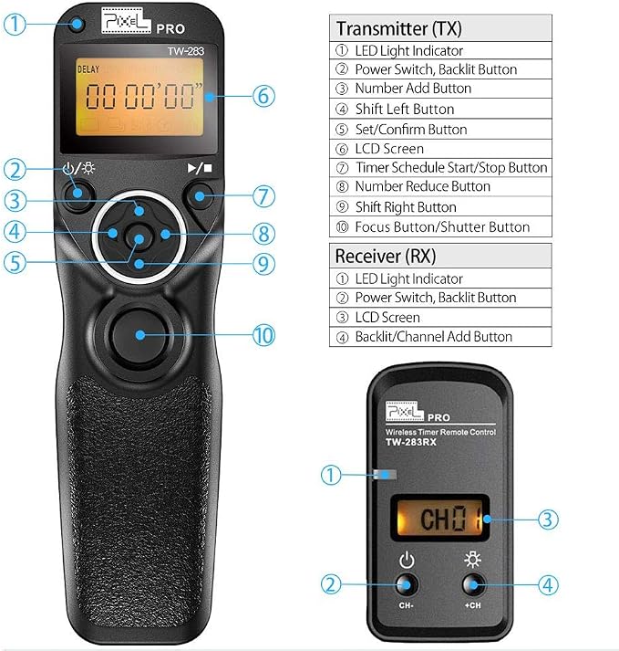 Wireless Shutter Release for Canon, Pixel TW-283 E3/N3 Wireless Remote Control - Image 2