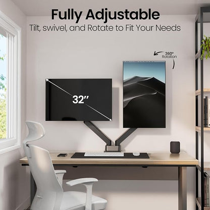 EVEO Premium Dual Monitor Mount 14"-32” Dual Monitor Arm VESA Bracket - Image 3