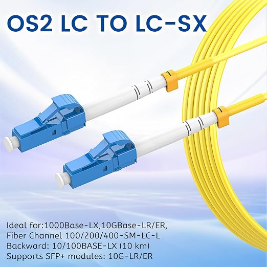 OS2 LC to LC Fiber Patch Cable 3m/10ft, 1G/10Gb 9/125um SIMPLEX LC/UPC SMF - Image 3