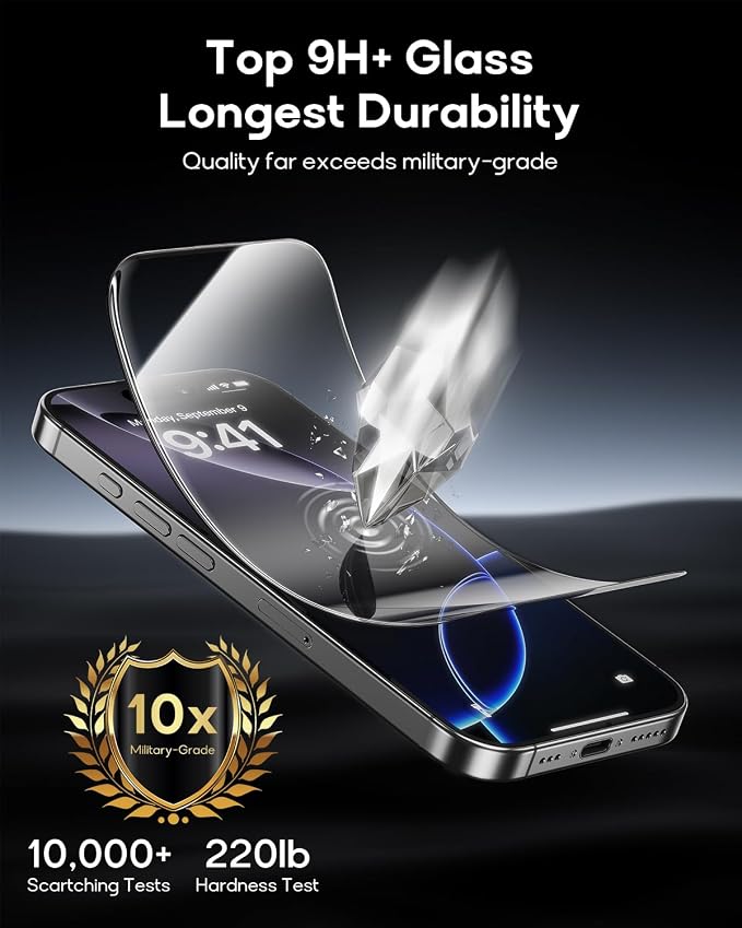3 Pack for iPhone 15 Plus Tempered Glass Screen Protector:9H+ Durable, Auto - Image 6