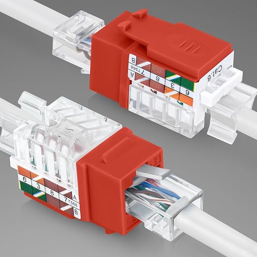 Everest 45° Angled RJ45 Cat6 Keystone Jacks 10-Pack in Orange - Image 8