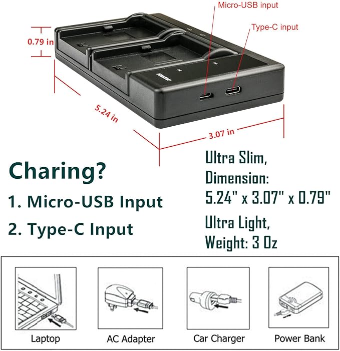 Kastar 3-Pack LB-070 Battery and LTD2 USB Charger Replacement - Image 4