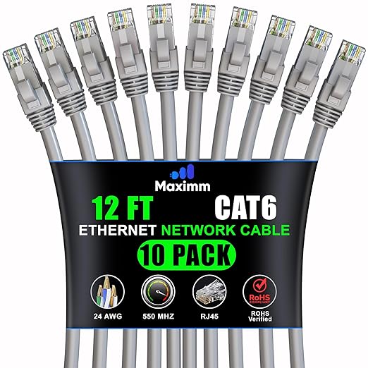 Maximm Cat 6 Ethernet Cable 12 ft by MaximmCable