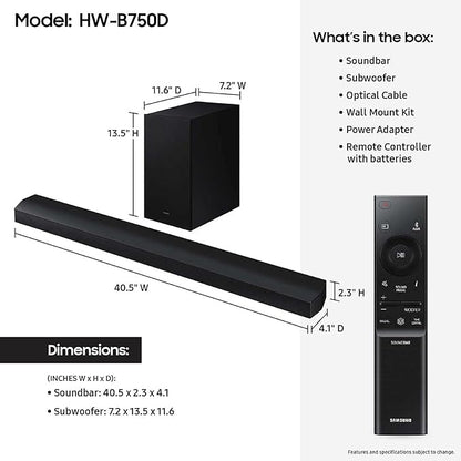 Samsung HW-B750D/ZA 5.1 ch Soundbar w/ Dolby Audio, Surround Sound expansion - Image 2