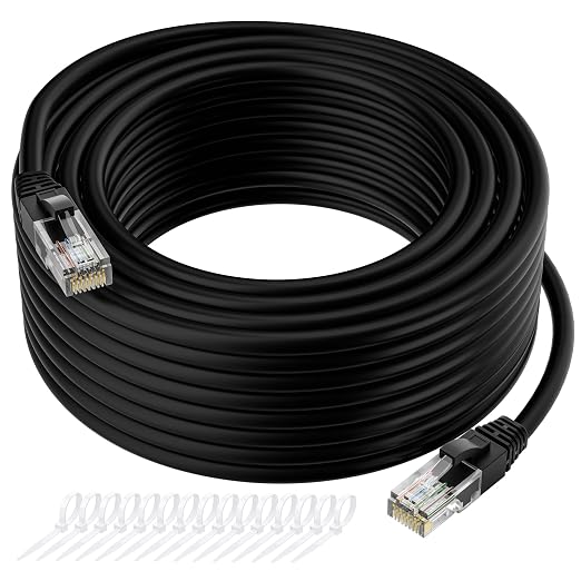 Cat5e Ethernet Cable 25 FT, Long Cat 5e Internet Cable, Standard RJ45 Connector by Kxable