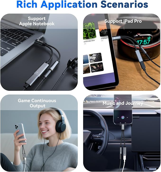 USB C Splitter for KZ ZS10 PRO, CCZ CA01 USB C to 3.5mm Audio Headphone and - Image 7