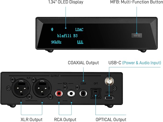 B3 Professional XLR Bluetooth v5.1 Music Receiver, LDAC & aptX HD Streamer - Image 2