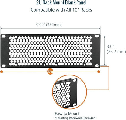 Tecmojo 2 Pack Vented 2U Blank Rack Mount Panel, Steel Patch Panel Filler - Image 4
