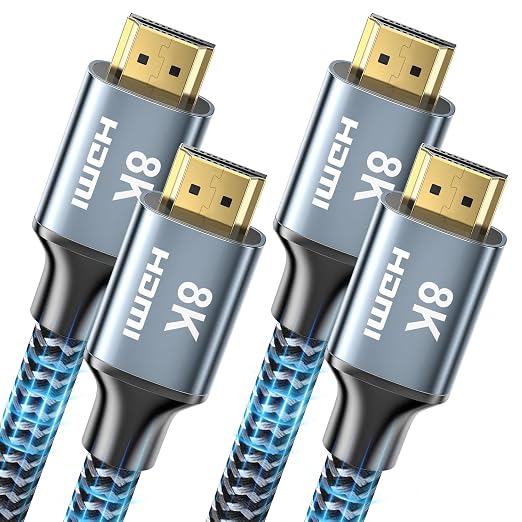8K HDMI Cable 12 ft 2Pack, 48Gbps High Speed HDMI 2.1 Cable, Braided HDMI Cable by CABNEER