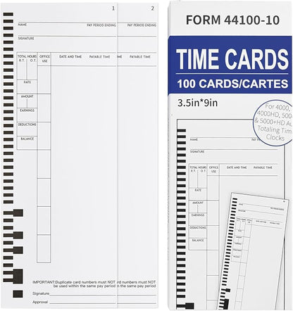 44100-10 Employee Time Cards, 6 Boxes of 100, Includes 1 Compatible 5000R Ribbon by Unknown