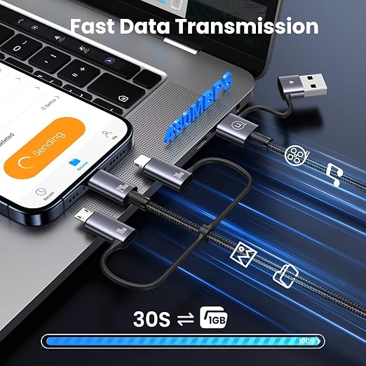 240W Multi Charging Cable, 6.6ft 6-in-1 USB C Cable Fast Charging Cords - Image 4