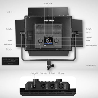 NEEWER PL60C RGB LED Panel Video Light APP/2.4G/DMX Control, 60W 23000Lux/0.5m - Image 10