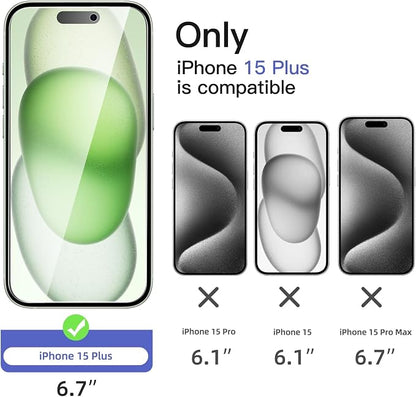 NEW'C 3x Privacy for iPhone 15 Plus Screen Protector+ 3x Camera Lens Protector - Image 2