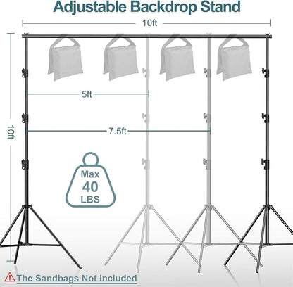 FUDESY Photo Video Studio 10 x 10Ft Heavy Duty Adjustable Backdrop Stand - Image 2