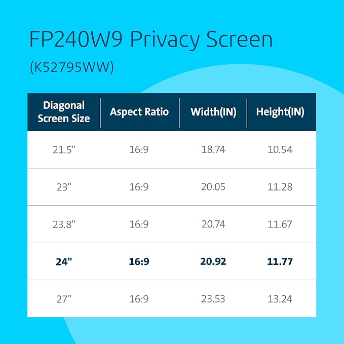 Kensington 24 inch Computer Privacy Screen - Image 3