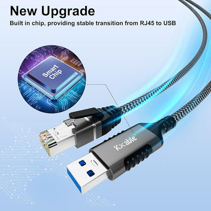 USB to Ethernet Cable 30 FT, 3.0 A Male to RJ45 Male Cord, Directly Connected - Image 5